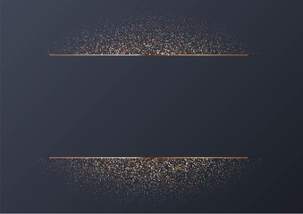 Wall Mural - Glitter frame grey background. Border with silver, white and gold sparkles. Glamour christmas card, birthday party invitation, new year celebration vector illustration. Rectangle modern pattern