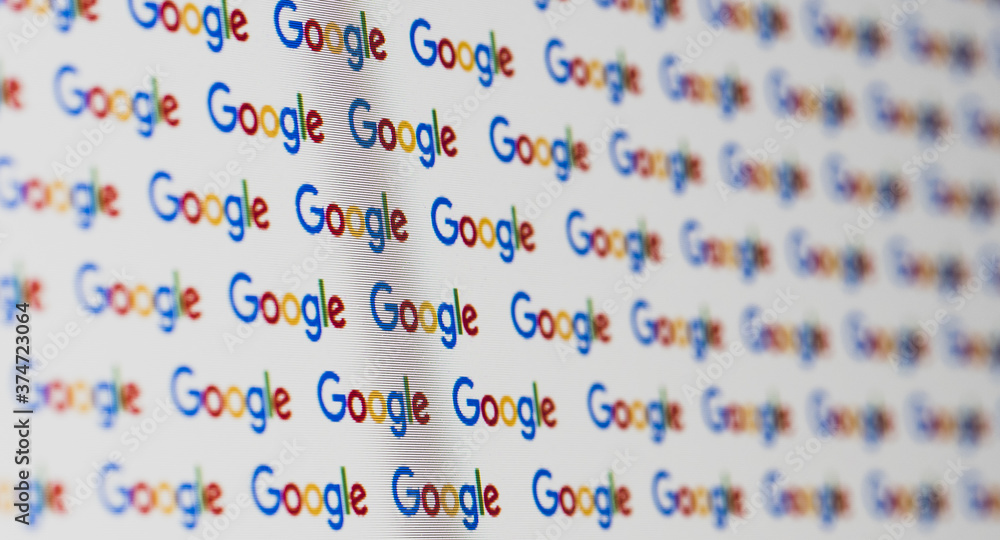 Seamless pattern of Google logo on white background - real macro shot ...