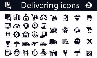 Wall Mural - delivering icons design black and white illustration