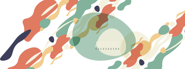 Trendy liquid style shapes abstract design, dynamic vector background for placards, brochures, posters, web landing pages, covers or banners