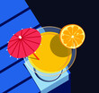 A glass of Orange Drink on blue.
Vector illustration and photo image available.