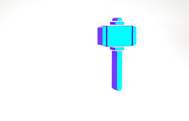 Sticker - Turquoise Battle hammer icon isolated on white background. Minimalism concept. 3d illustration 3D render.