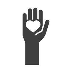 Poster - hand showing heart human rights day, silhouette icon design