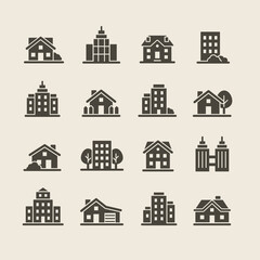 Architecture city vector icon set