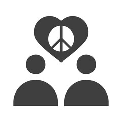 Poster - people peace love heart together, human rights day, silhouette icon design