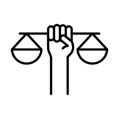 Wall Mural - hand holding scale justice law, human rights day, line icon design