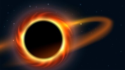 Wall Mural - vector illustration with space landscape: massive black hole with bright disk