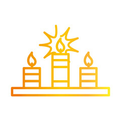 Sticker - happy diwali india festival, celebration candles flame deepavali religion event gradient style icon vector