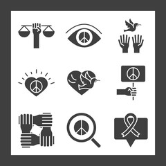 Canvas Print - human rights day, line icons set design, included heart yin yang ribbon