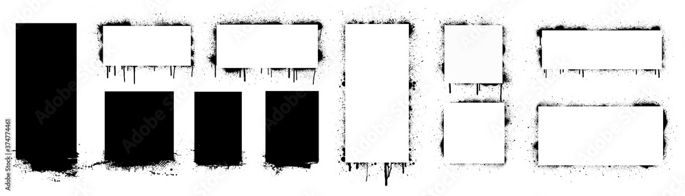Grunge stencil frames with spray painted frame, grunge splatter and ...