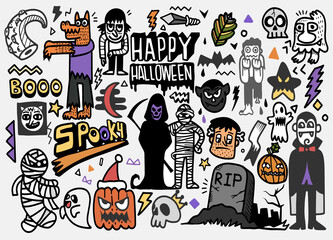 Wall Mural - set of Halloween doodle