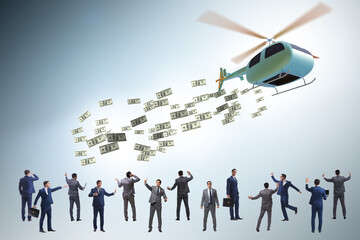 Wall Mural - Businessman in helicopter money concept