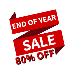 End of year sale, discount, cost reduction isolated on red background EPS Vector