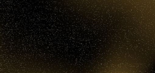Wall Mural - gold glitter on black background. many golden dots particles in darkness.