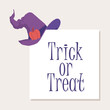 © sabelskaya - Trick or treat Halloween saying card design, flat vector illustration isolated.