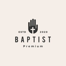 Baptist Hand Christian Cross Hipster Vintage Logo Vector Icon Illustration