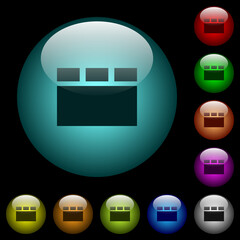 Poster - Horizontal tabbed layout icons in color illuminated glass buttons