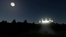 Retro Ufo Cow Flying Saucer Alien Night Moon 4k