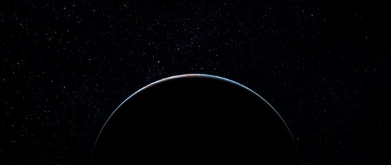dawn on the blue planet earth in space. sunset panorama, eclipse. elements of this image are furnish