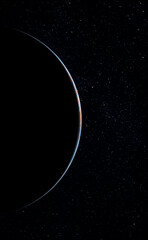 Wall Mural - dawn on the blue planet earth in space. sunset panorama, eclipse. elements of this image are furnish
