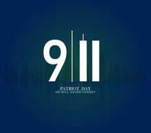 Twin Towers In New York City Skyline. September 11, 2001 National Day Of Remembrance. Patriot Day Anniversary Banner. Vector Illustration.