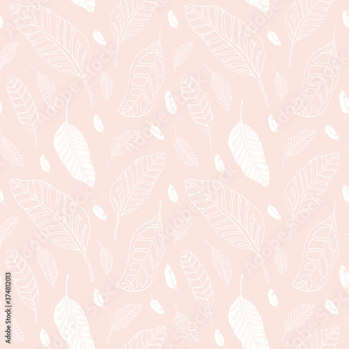 Tapeta różowa  bezszwowe-tropikalny-lisc-szkic-retro-rozowe-tlo
