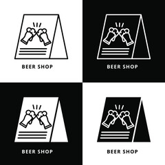 Wall Mural - Beer Shop Vector Illustration. Pub and Cafe Logo Icon Design Line And Glyph Style
