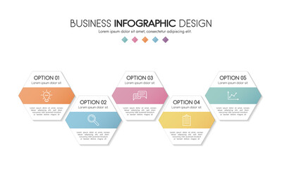 Naklejka na meble Business infograph with 5 steps. Vector