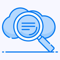 Canvas Print - cloud under magnifying glass, flat style of cloud search icon