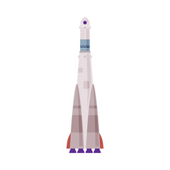 Wall Mural - Space Rocket, Astronautics and Space Exploration Technologies Flat Style Vector Illustration on White Background