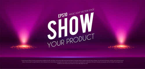 Wall Mural - show podium with spotlights. presentation light effect. illuminated winner place.