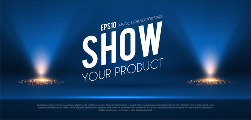 Wall Mural - show podium with spotlights. presentation light effect. illuminated winner place.