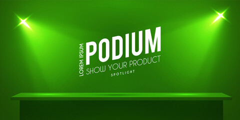 Wall Mural - show podium with spotlights. presentation light effect. illuminated winner place.