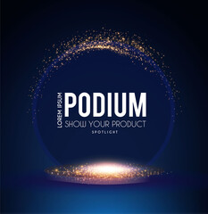 Wall Mural - show podium with spotlights. presentation light effect. illuminated winner place.