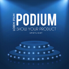 Wall Mural - show podium with spotlights. presentation light effect. illuminated winner place.