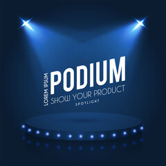 Wall Mural - show podium with spotlights. presentation light effect. illuminated winner place.