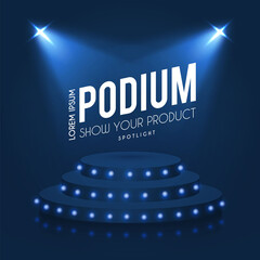 Wall Mural - show podium with spotlights. presentation light effect. illuminated winner place.