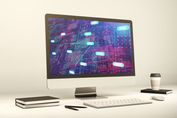 Wall Mural - abstract creative coding illustration on modern computer monitor, software development concept. 3d r