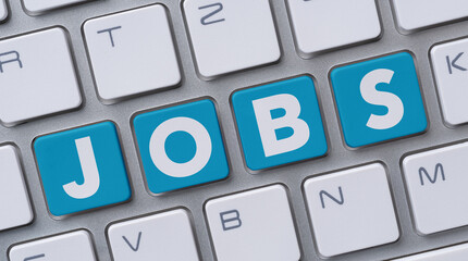 Wall Mural - a computer keyboard with the word jobs