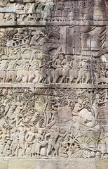 Poster - Wall carving of Prasat Bayon Temple, Angkor Wat, Siem Reap, Cambodia