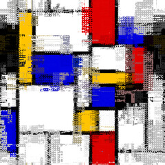 Leinwandbilder - Mondrian style design. Seamless vector pattern.