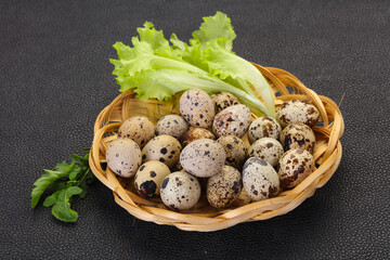 Quail eggs in the basket