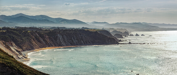 Wall Mural - Spectacular view of Rocky coast and cliffs in the north west of Spain. Lugo. Galicia. Spain.