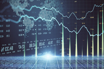 Stock charts with digital business interface.