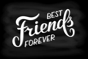 best friends forever vector illustration for card, banner, ad, logo, poster. lettering template or b