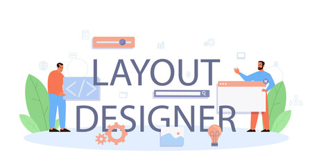 Layout designer typographic header. Web development, mobile