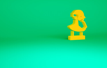 Sticker - Orange Ancient bust sculpture icon isolated on green background. Minimalism concept. 3d illustration 3D render.