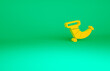 Orange Hunting horn icon isolated on green background. Minimalism concept. 3d illustration 3D render.