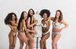 © oneinchpunch - Group of women with different body and ethnicity posing together to show the woman power and strength. Curvy and skinny kind of female body concept