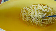 A Large Bowl With Freshly Cooked Sphaghetti Closeup	